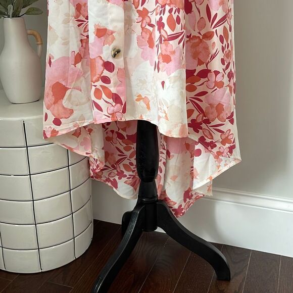 LUXOLOGY Floral‎ Dress. High-Low. Pink Floral. Size XL - Picture 9 of 12